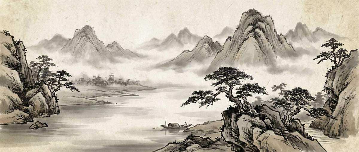 沙巴体育 - 水墨山水画背景